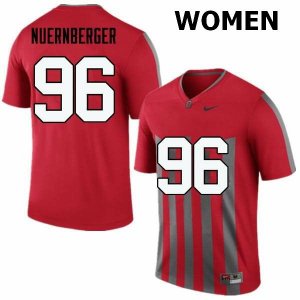 Women's Ohio State Buckeyes #96 Sean Nuernberger Throwback Nike NCAA College Football Jersey Best FEL6344GN